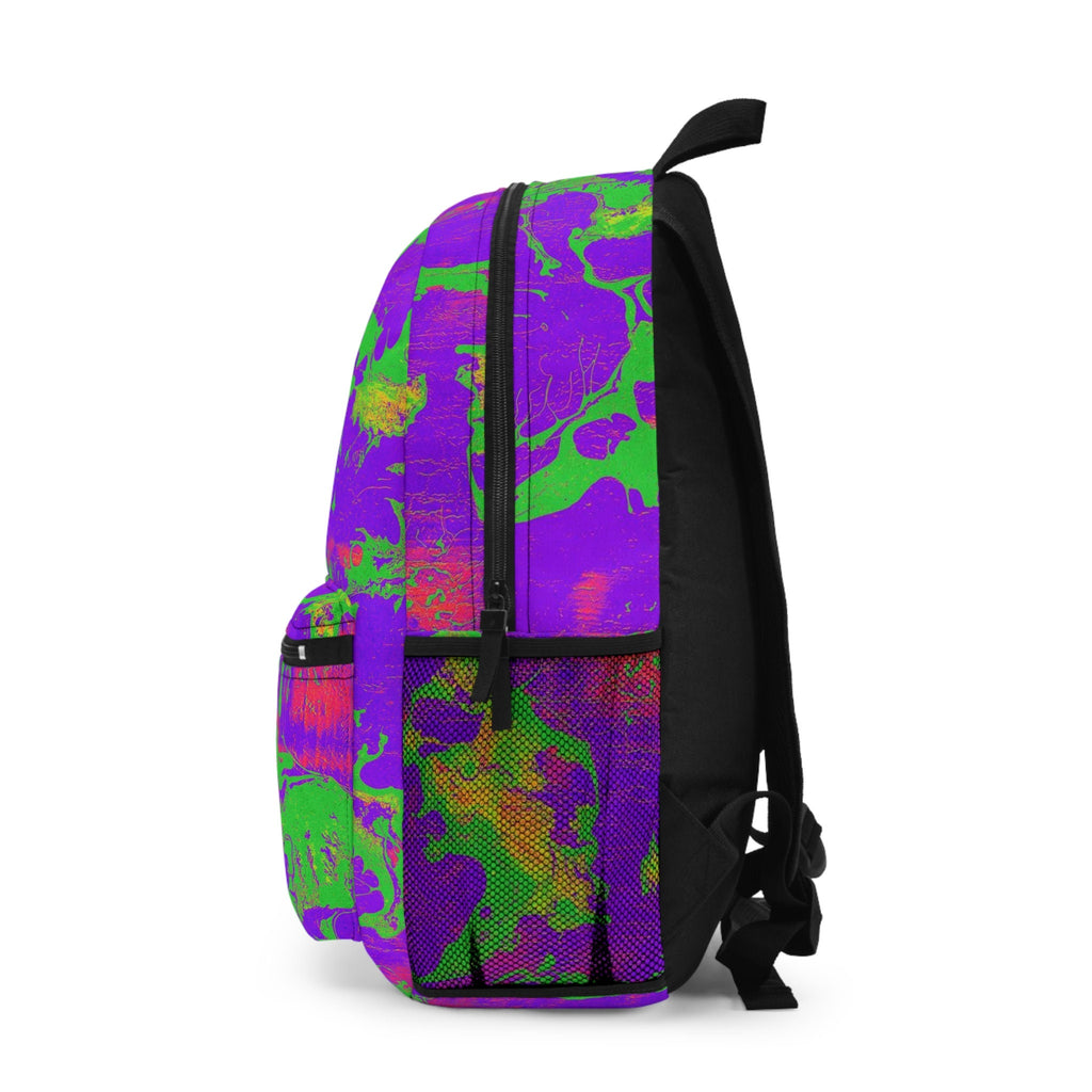 Purple Green Abstract Festival Backpack: Rave EDM Accessory