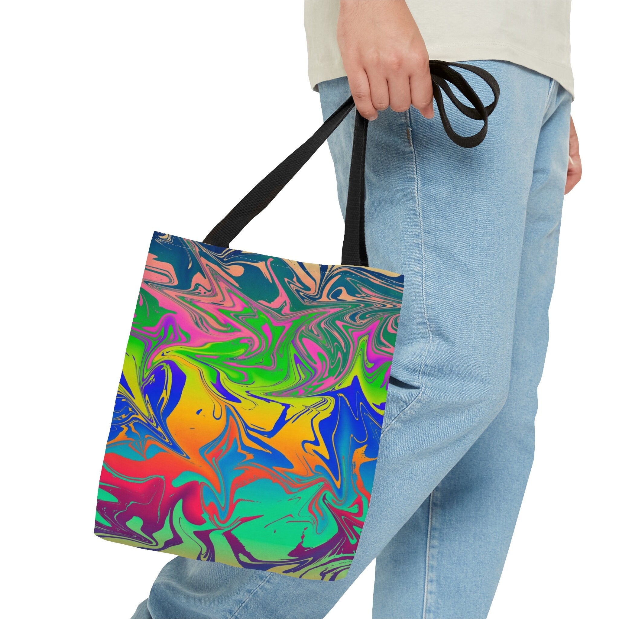 Rainbow Galaxy Abstract Tote Bag: Vibrant Festival Accessory