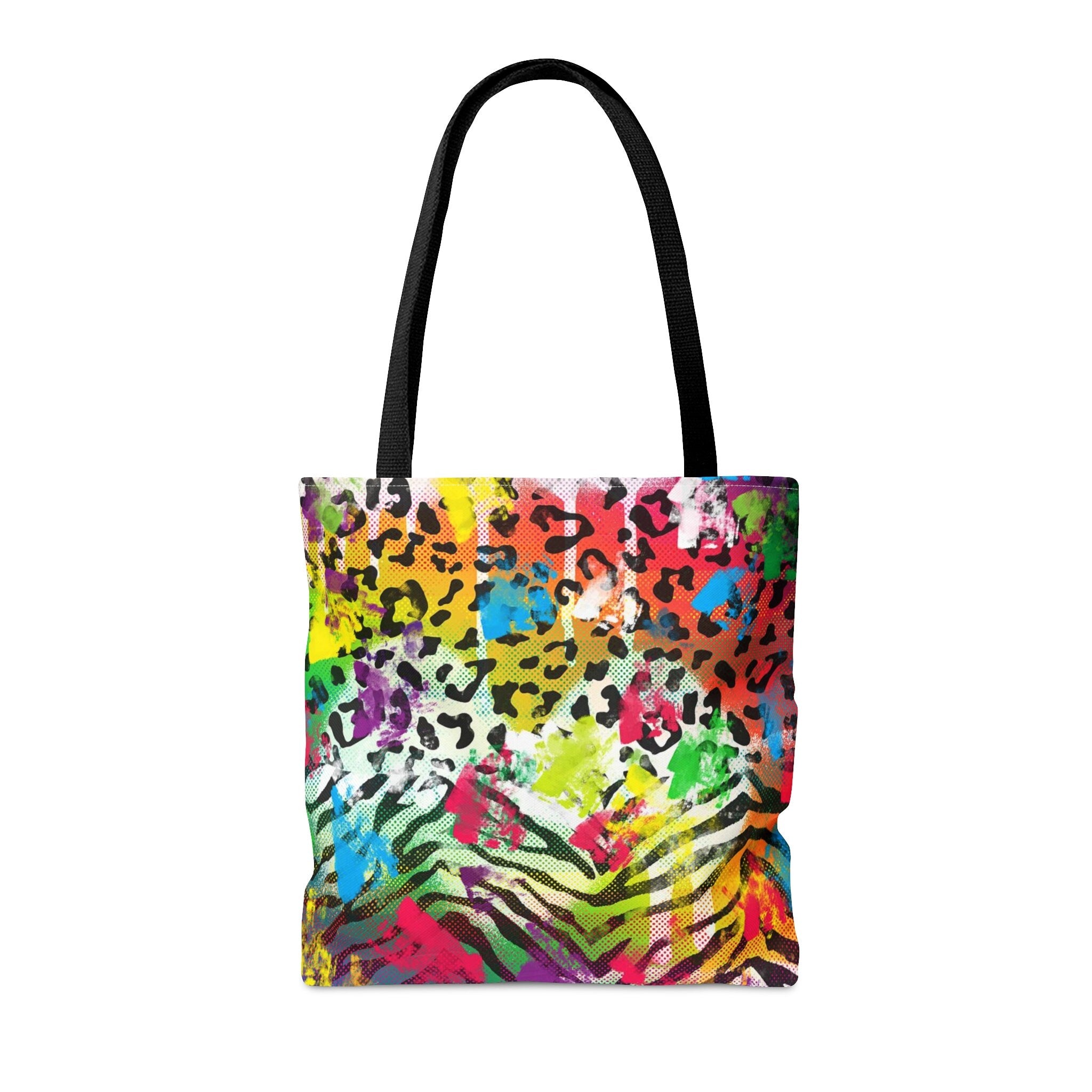 Rainbow Cheetah Zebra Print Tote Bag: Vibrant Festival Purse