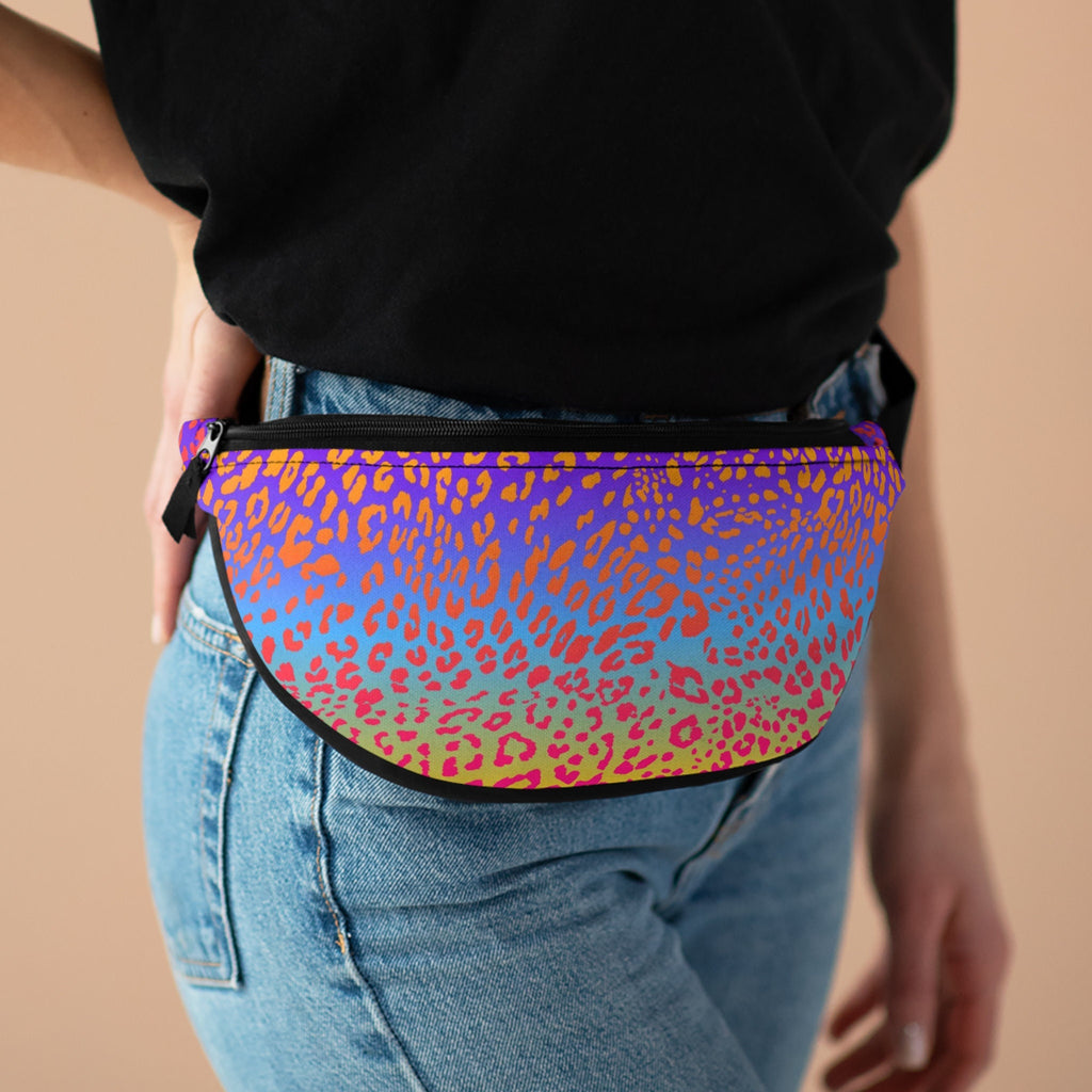 Sweetness Festival Fanny Pack: Rainbow Jaguar Colorful Vibrant Dance Accessory with Lay-Flat Design