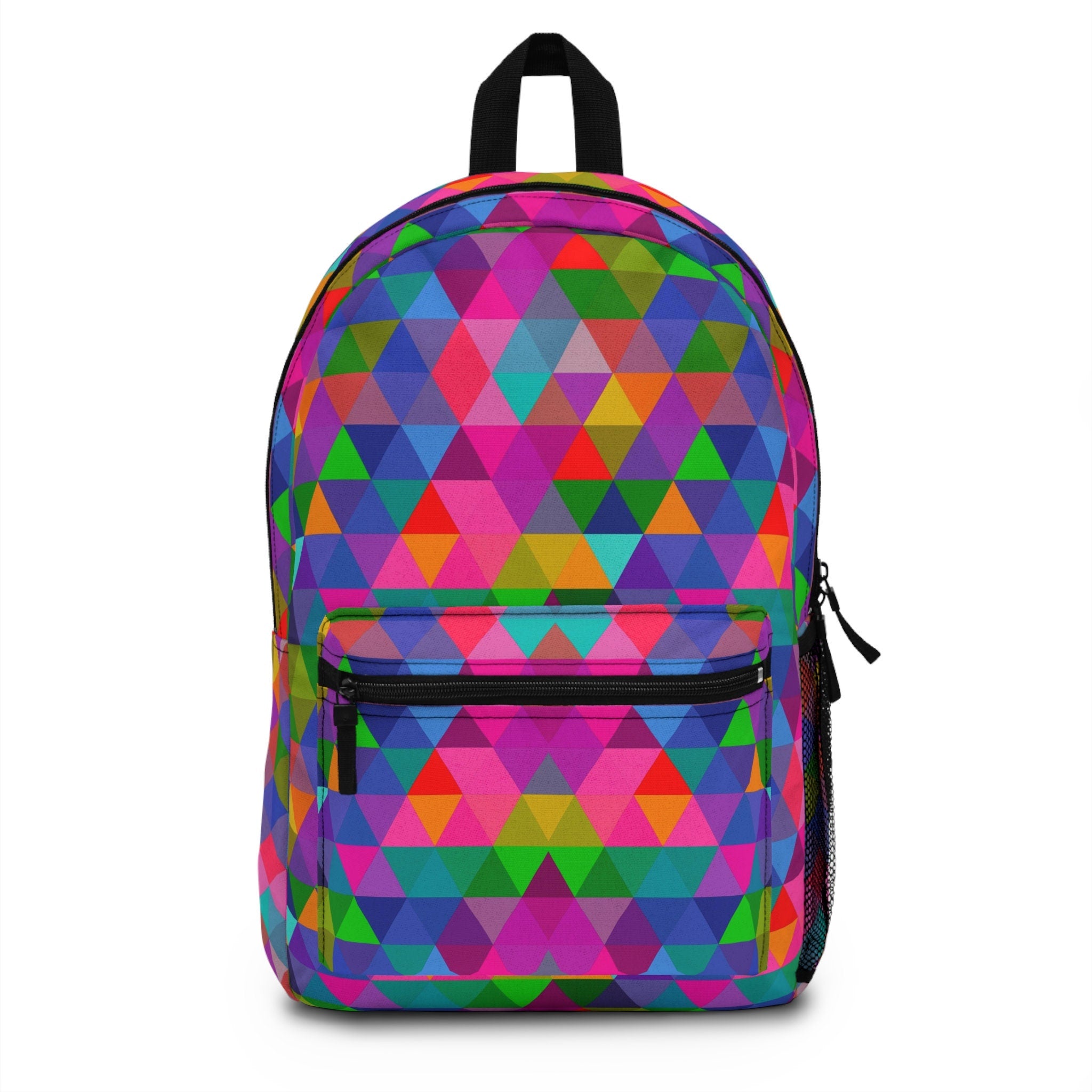 Rainbow Triangles Festival Backpack: Geometric Rave Bag