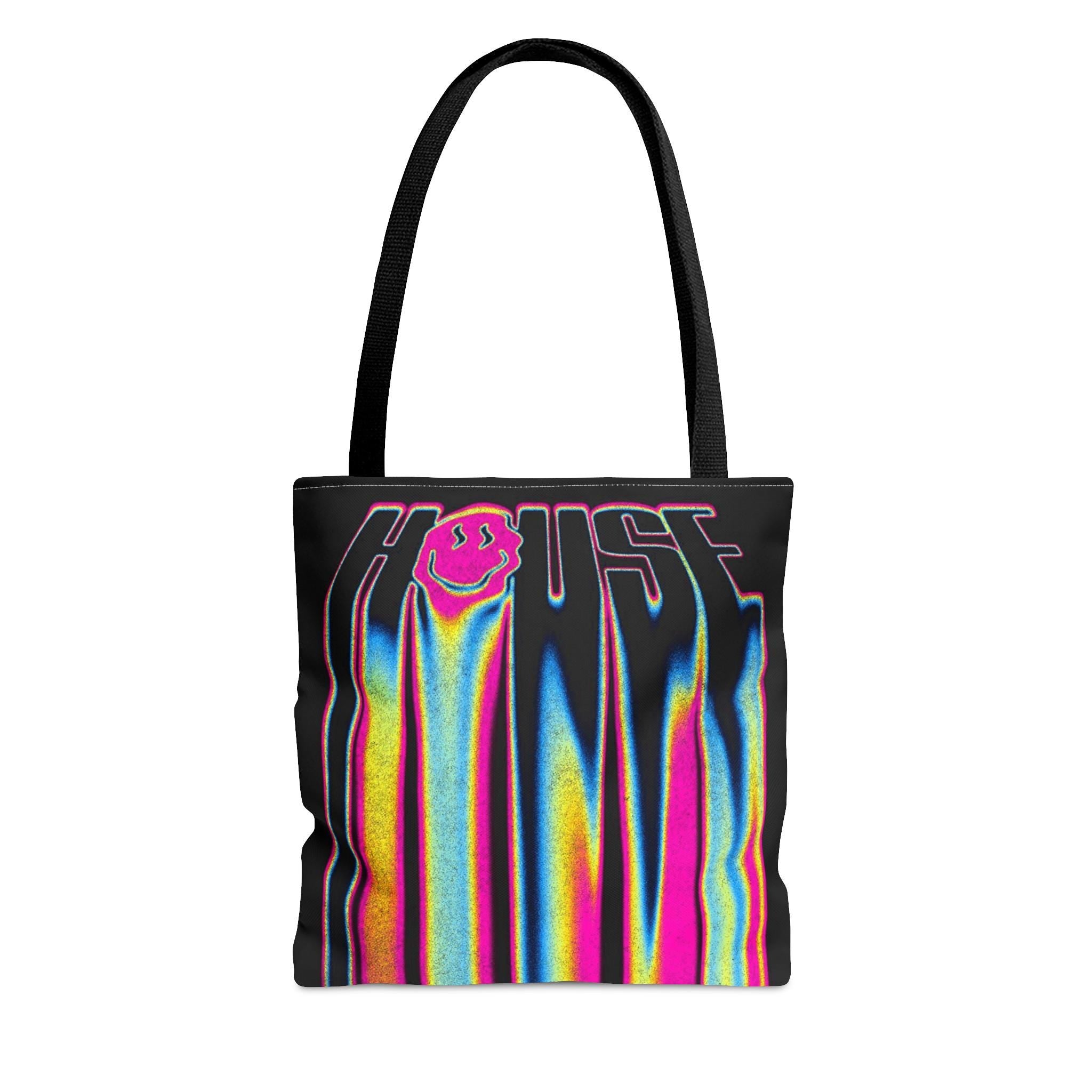 Rave Tote Bag: Smiley Face Melting House Music Design