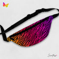 Sweetness Festival Fanny Pack: Rainbow Tiger Stripes Colorful Vibrant Accessory with Lay-Flat Design