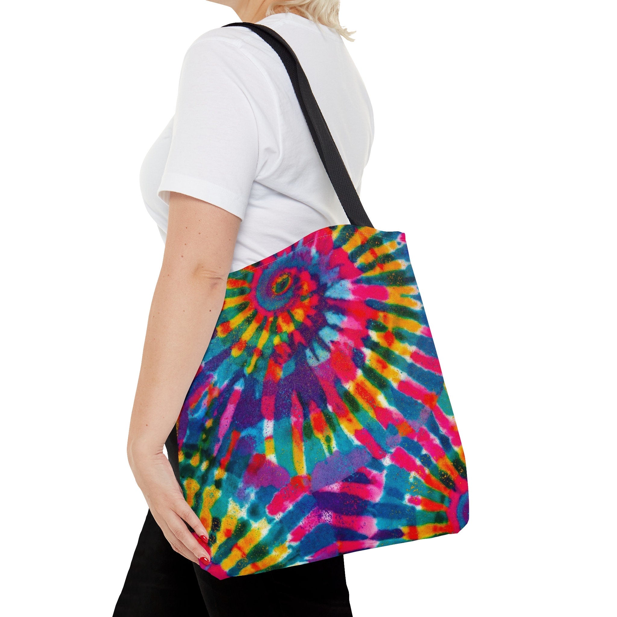 Rainbow Tie Dye Tote Bag: Vibrant Festival Rave Accessory
