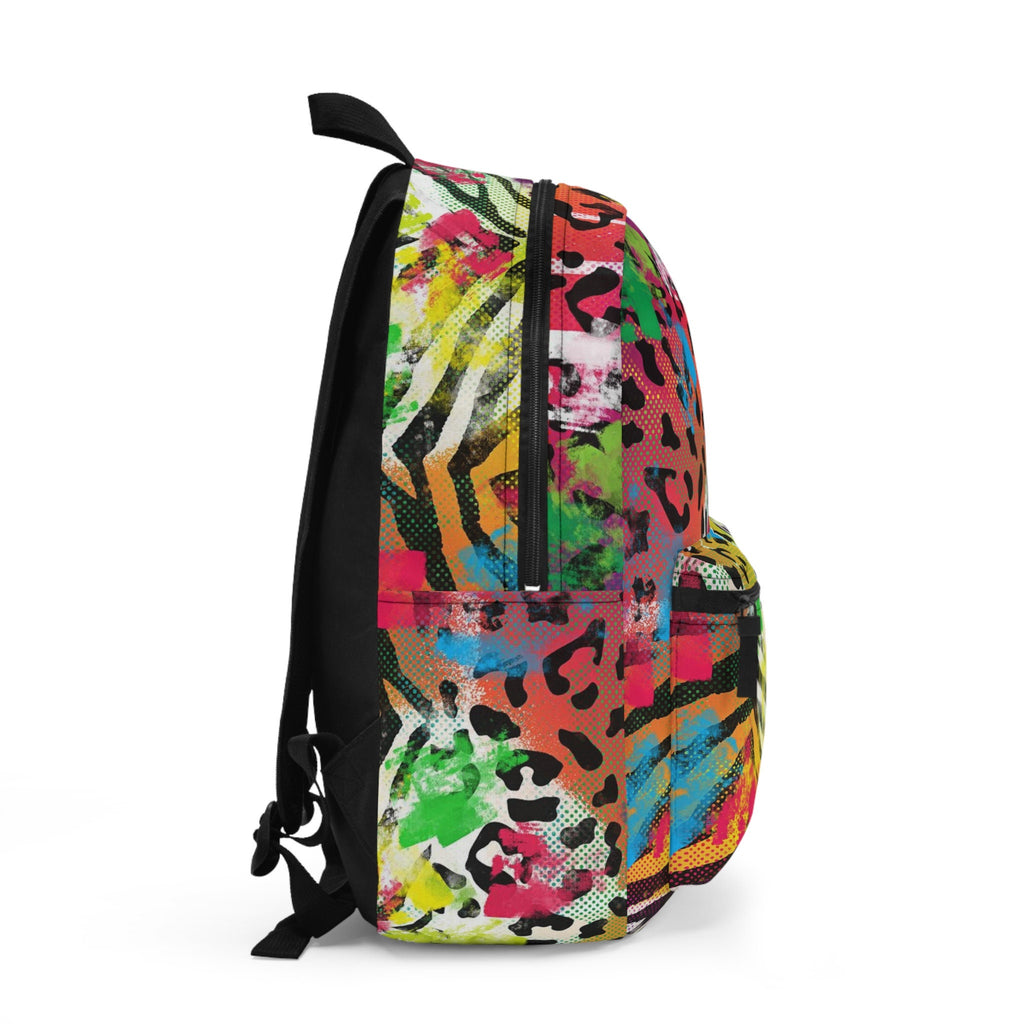 Rainbow Cheetah Print Festival Backpack: Rave EDM Travel Bag