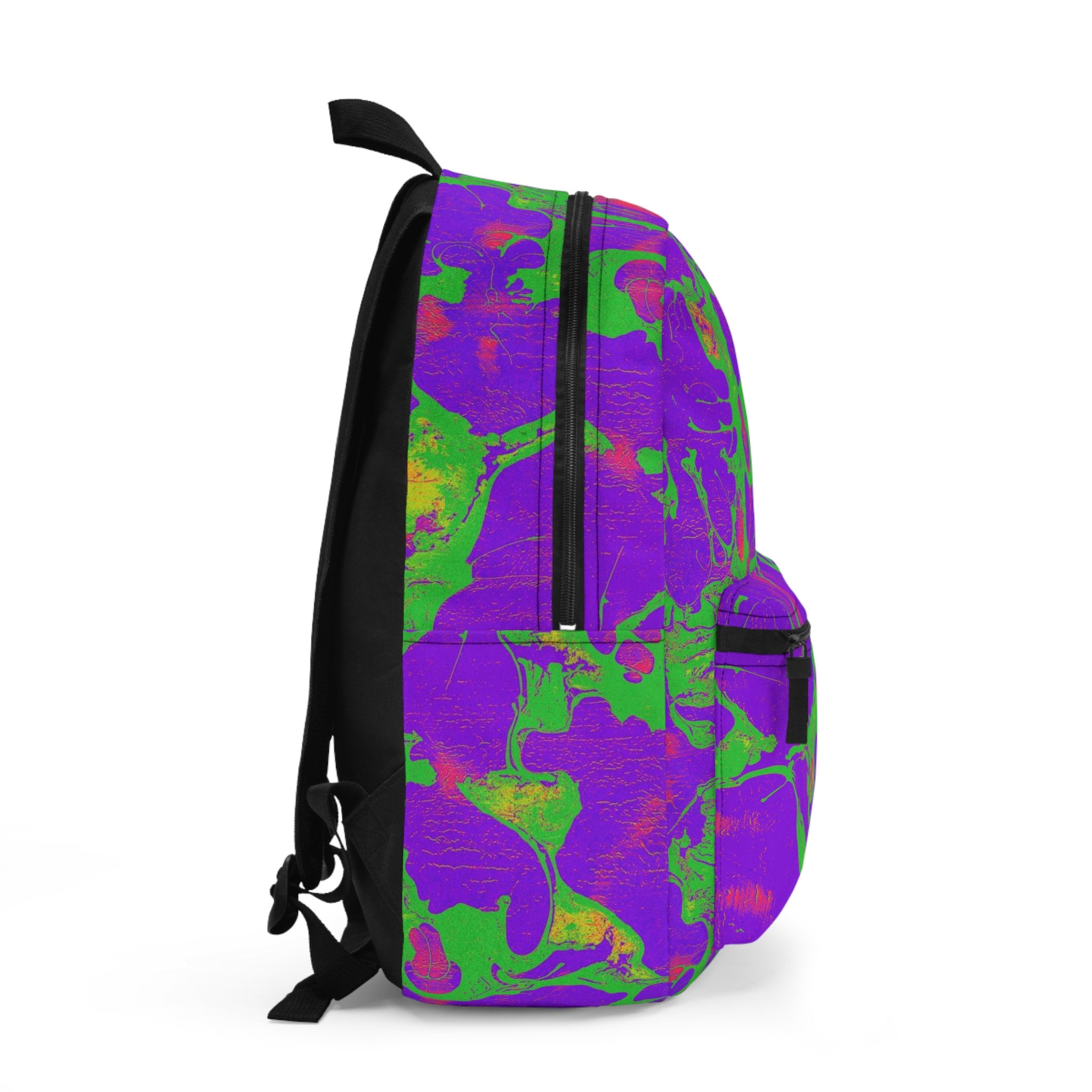 Purple Green Abstract Festival Backpack: Rave EDM Accessory