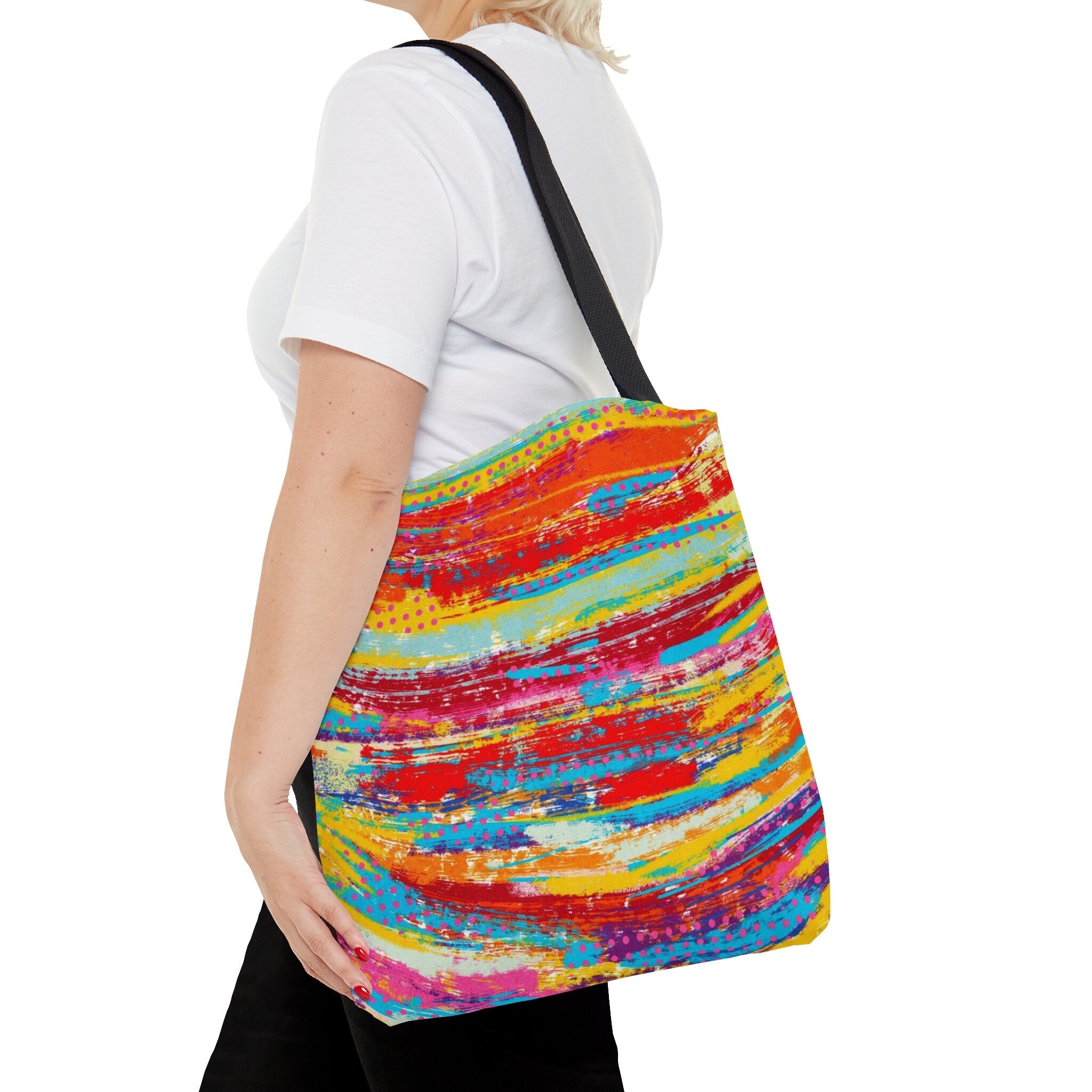 Abstract Rainbow Paint Brush Tote Bag: Vibrant Festival Accessory