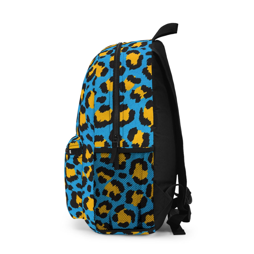Cheetah Print Festival Backpack: Teal Blue, Rave Accessory