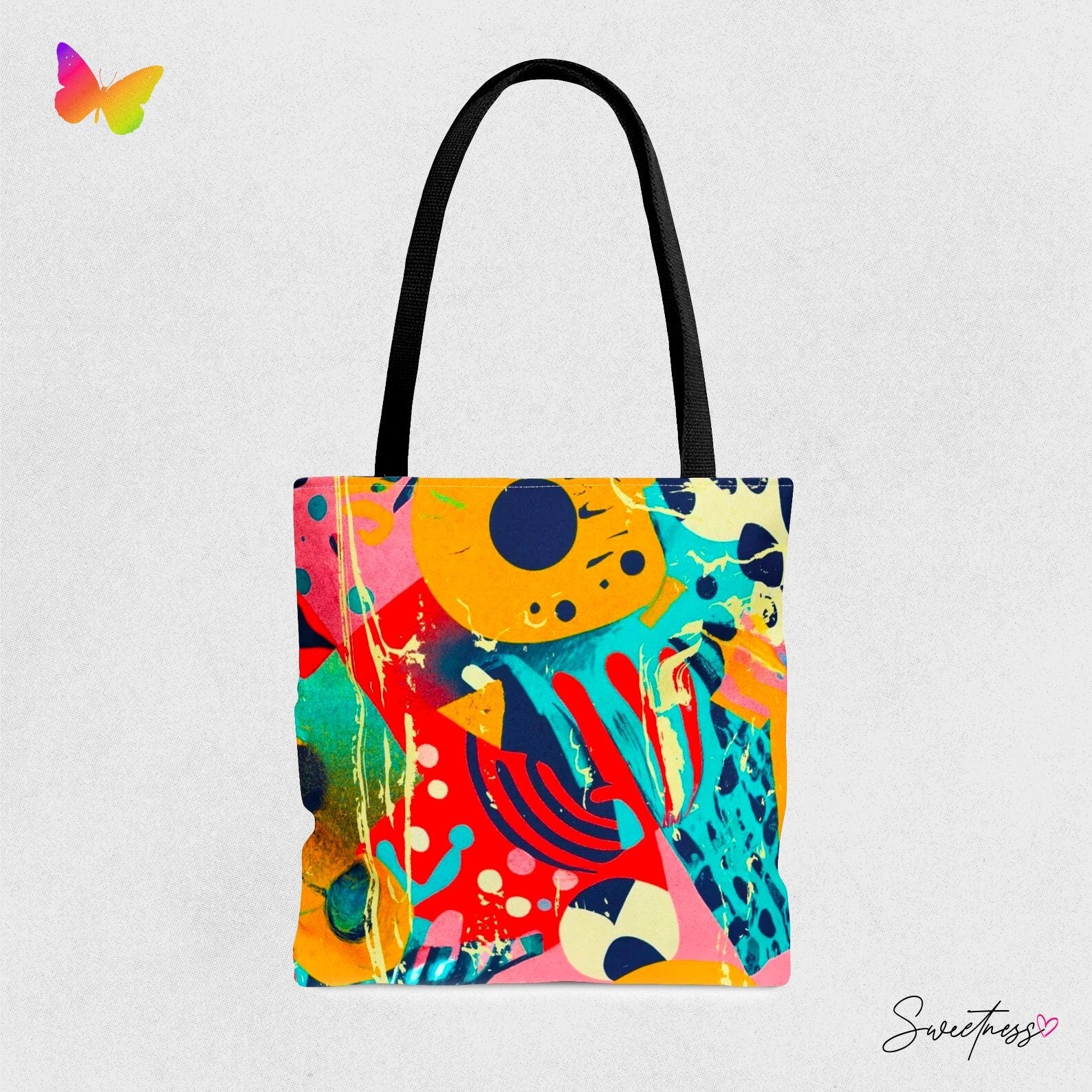 Abstract Geometric Tote Bag: Grunge Rave EDM Accessory