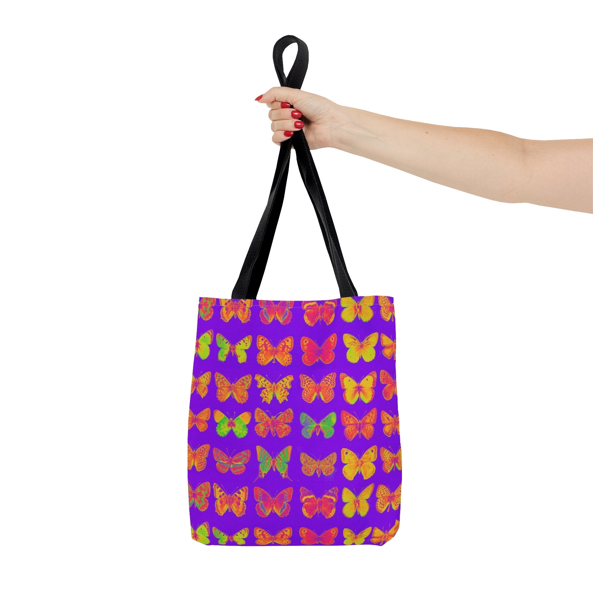 Butterfly Pattern Tote Bag: Vibrant Rave EDM Festival Accessory