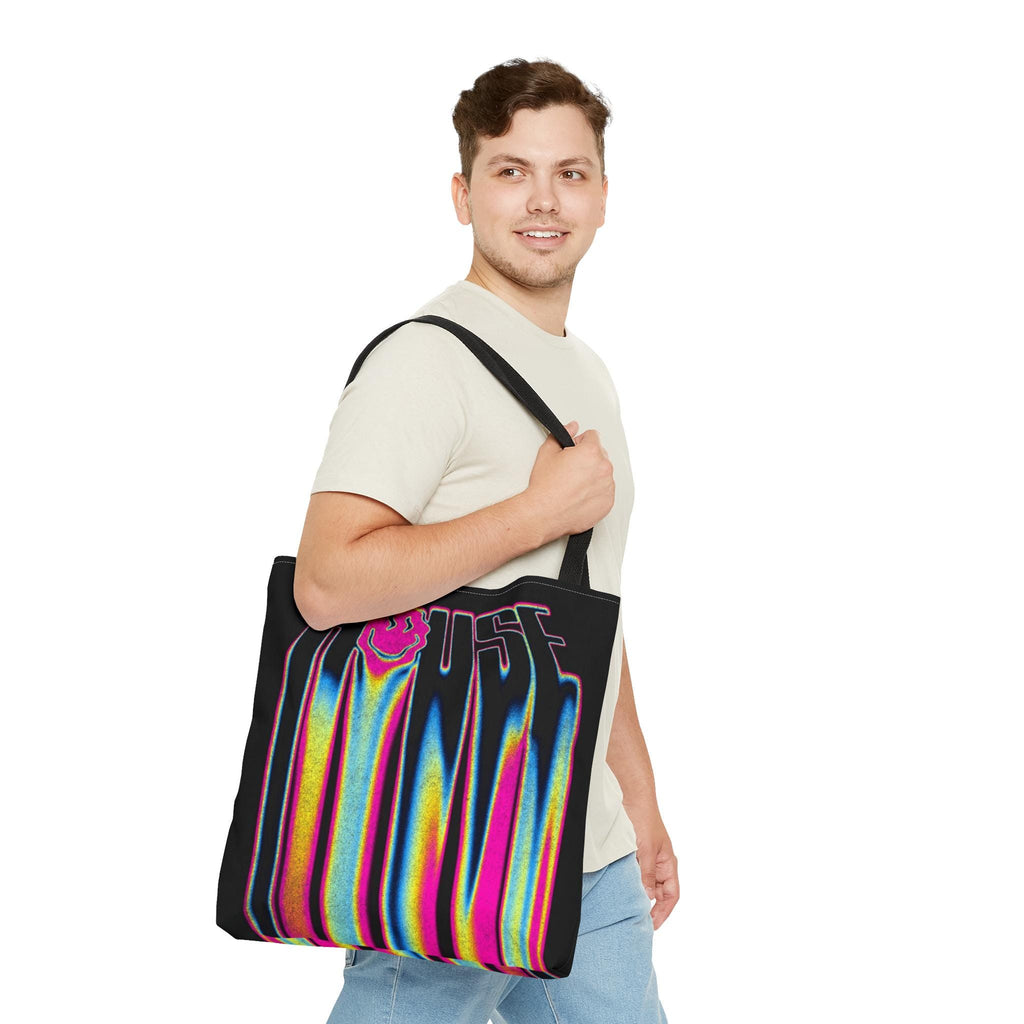 Rave Tote Bag: Smiley Face Melting House Music Design