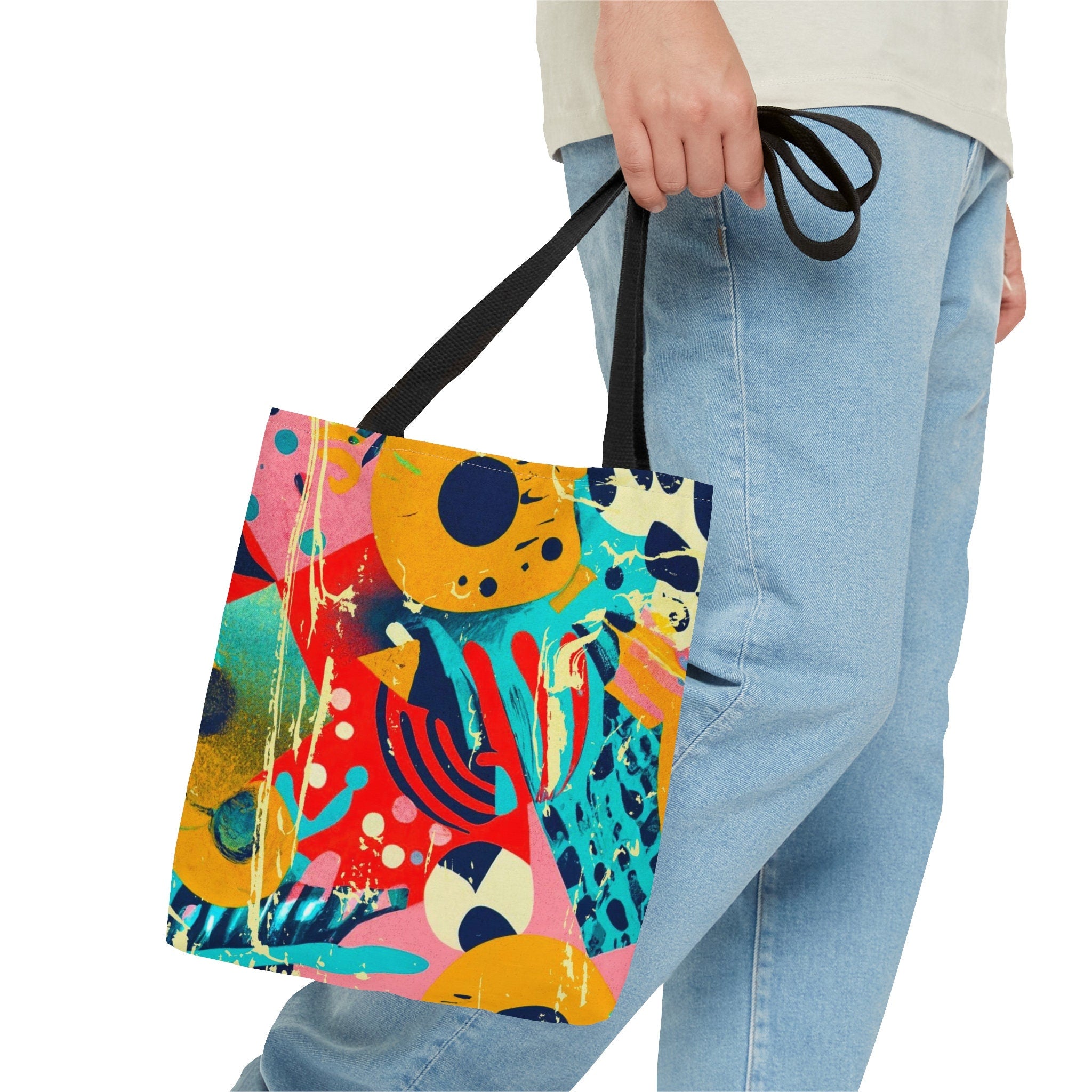 Abstract Geometric Tote Bag: Grunge Rave EDM Accessory