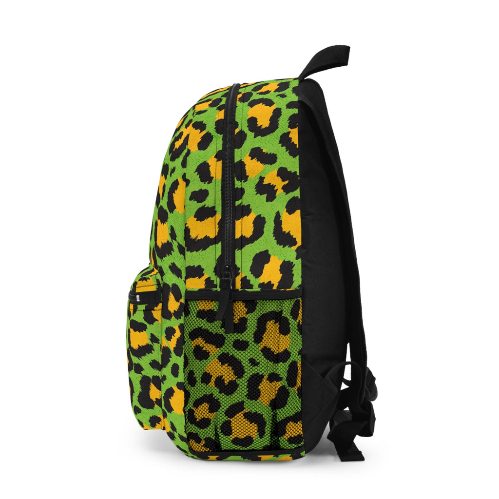 Cheetah Print Festival Backpack: Neon Green Rave Bag