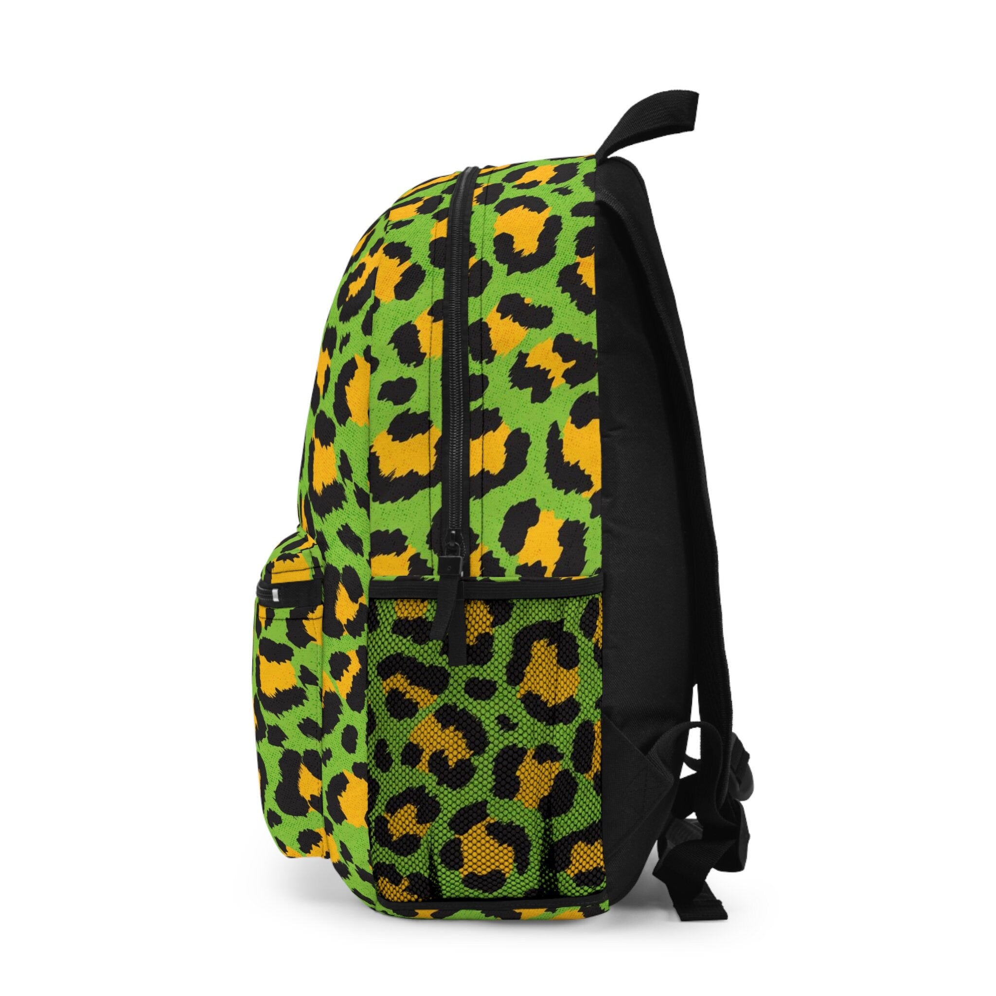 Cheetah Print Festival Backpack: Neon Green Rave Bag
