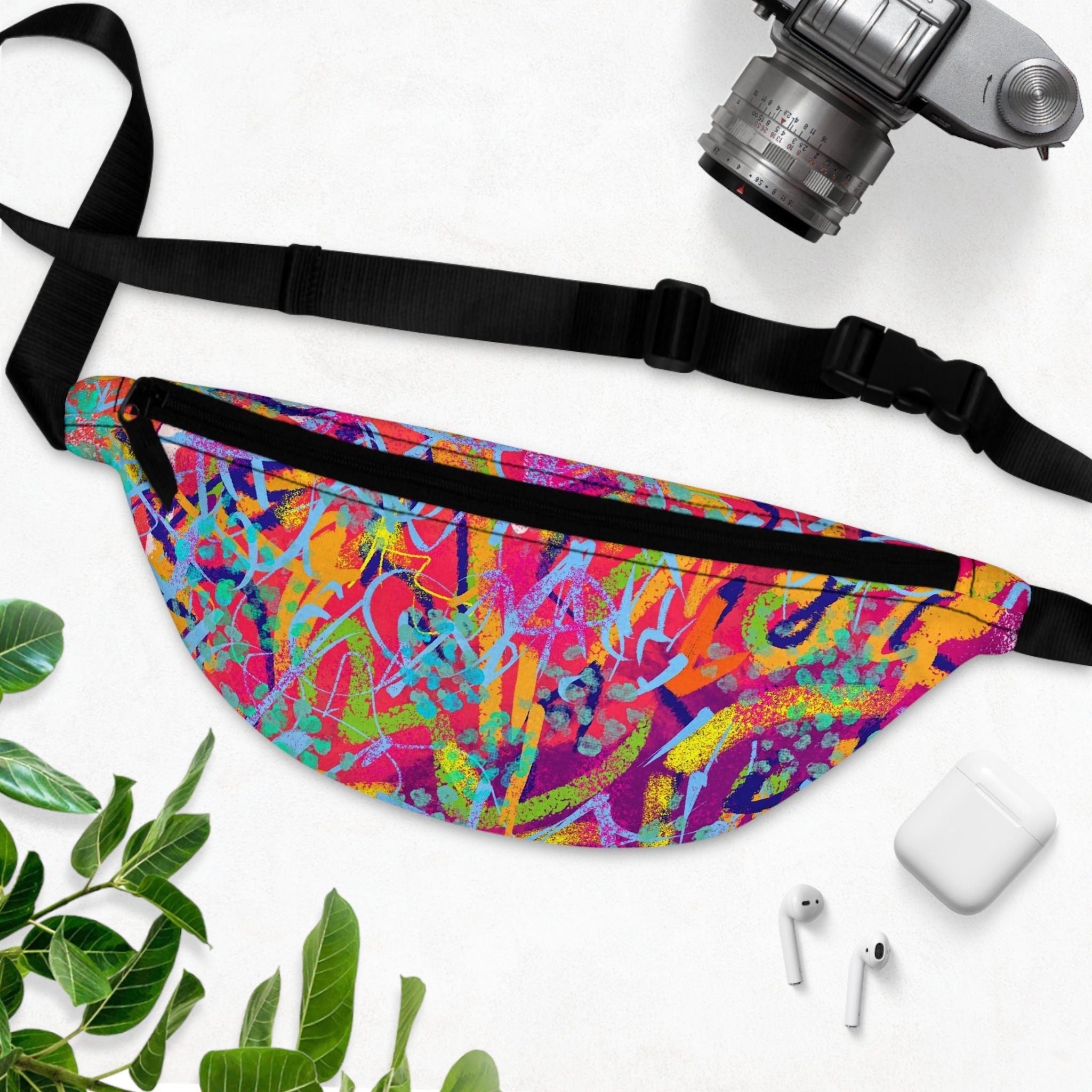 Abstract Chalk Art Fanny Pack: Vibrant Festival Waist Bag