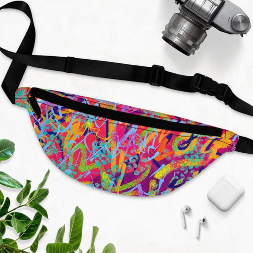 Abstract Chalk Art Fanny Pack: Vibrant Festival Waist Bag
