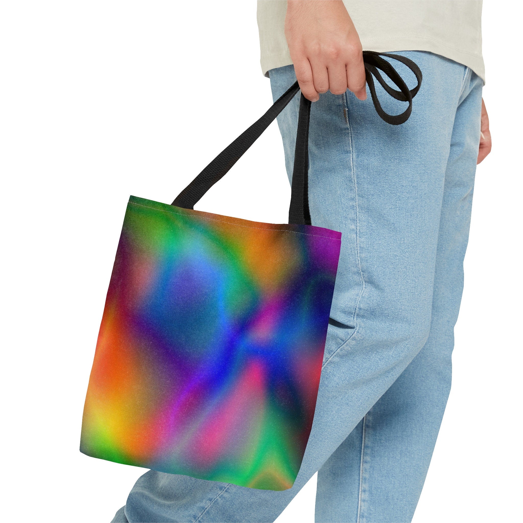 Galaxy Rainbow Tote Bag: Abstract Neon Festival Accessory