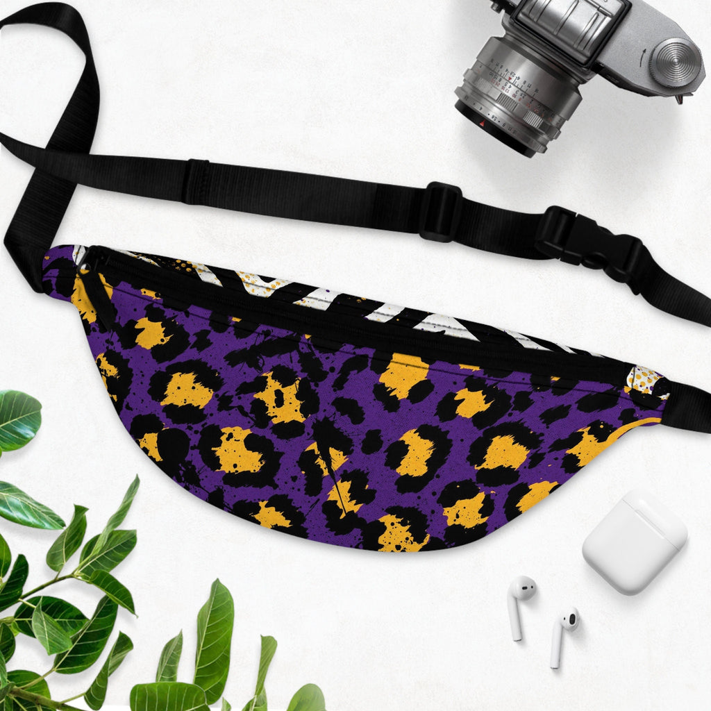 Festival Fanny Pack: Purple Cheetah Zebra Print Rave Bag