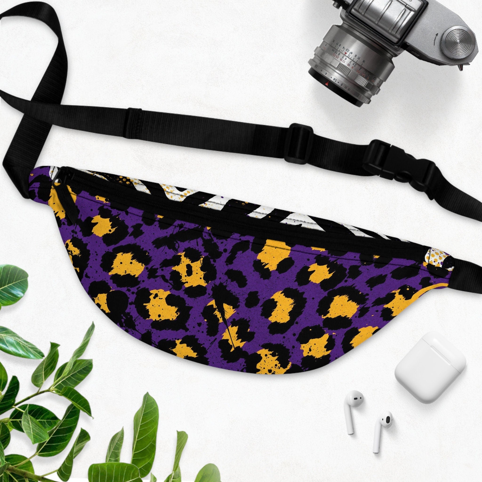 Festival Fanny Pack: Purple Cheetah Zebra Print Rave Bag