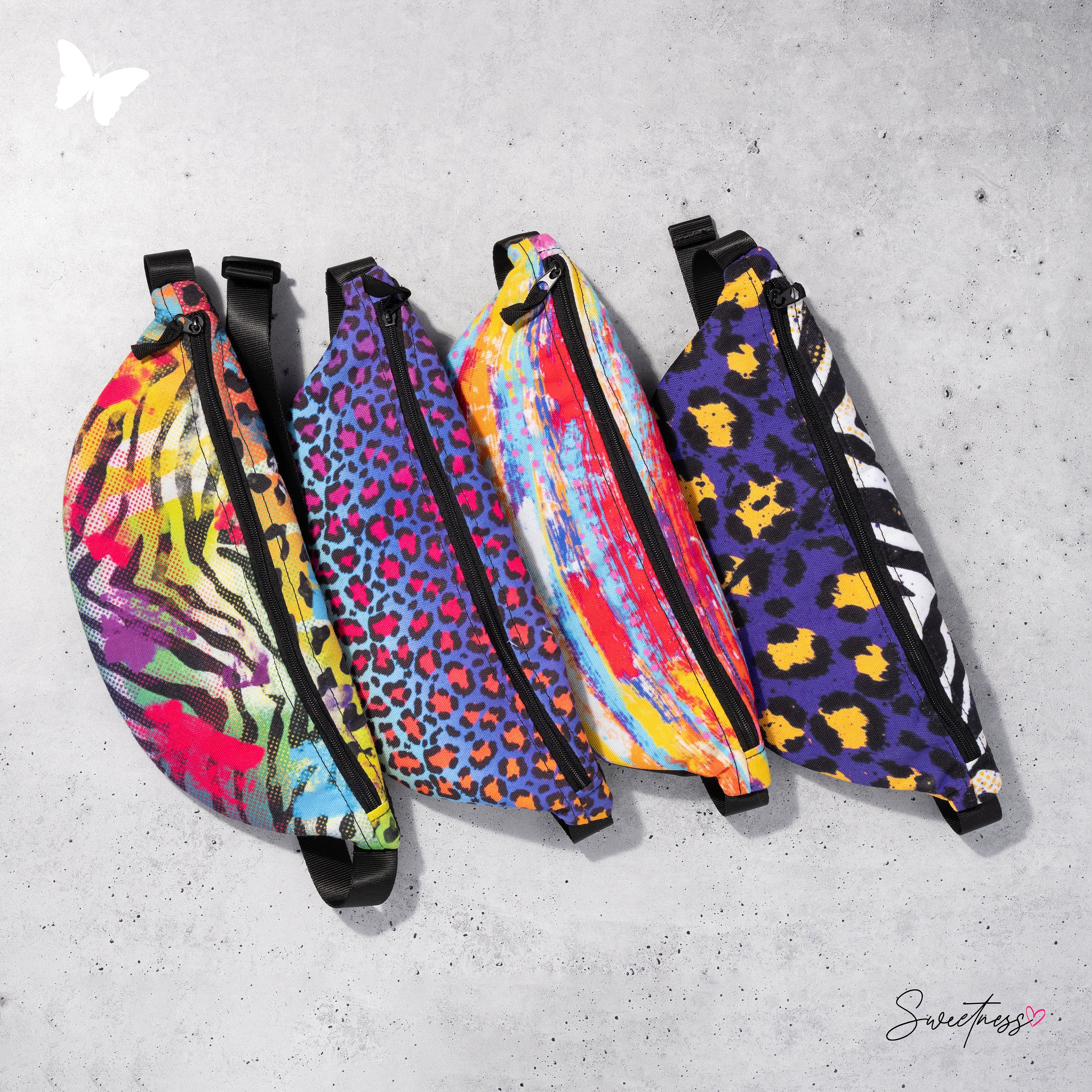 Festival Fanny Pack: Purple Cheetah Zebra Print Rave Bag