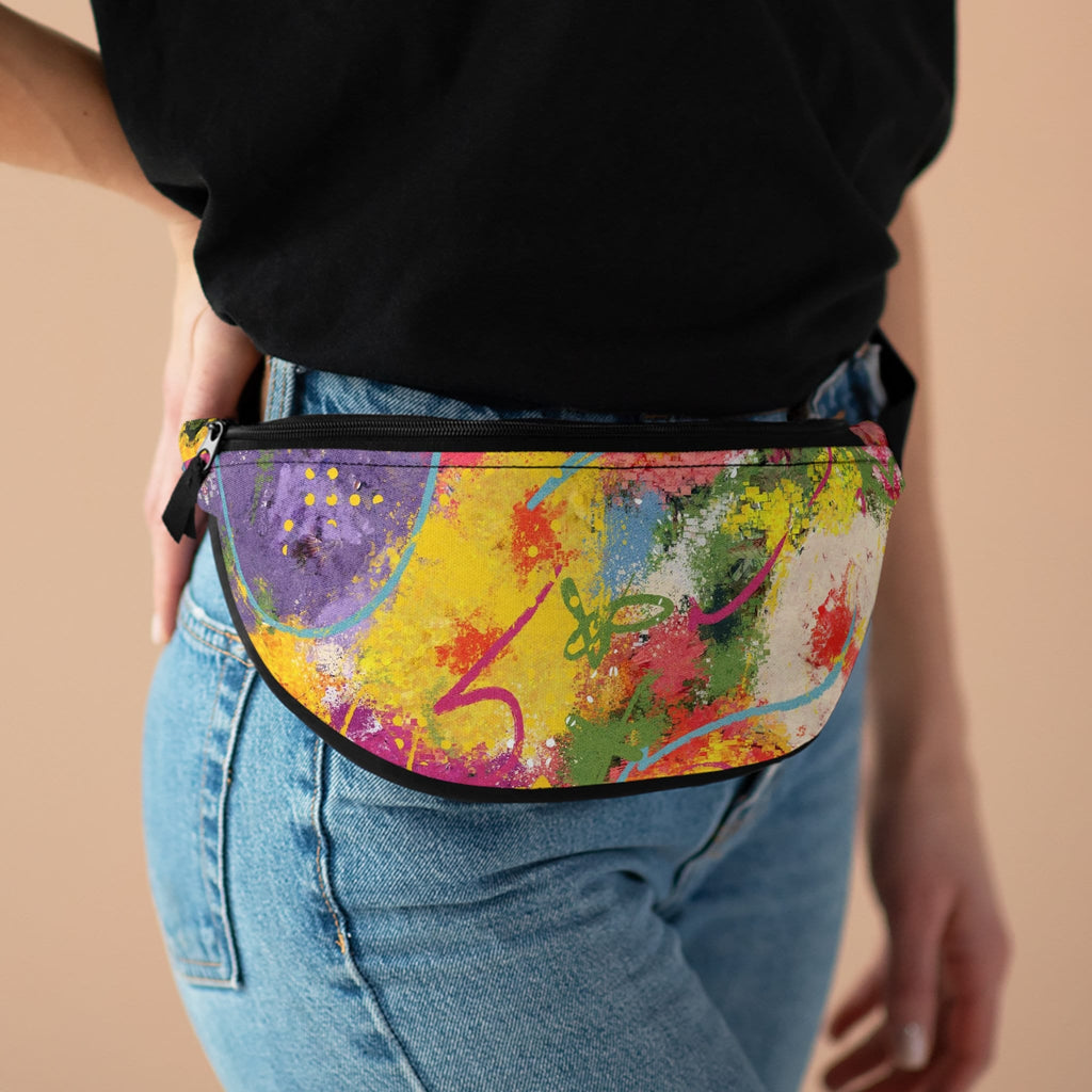 Sweetness Festival Fanny Pack: Abstract Flowers Multi-color Vibrant Accessory with Lay-Flat Design