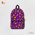 Cheetah Print Festival Backpack: Purple & Yellow Animal Skin Travel Bag