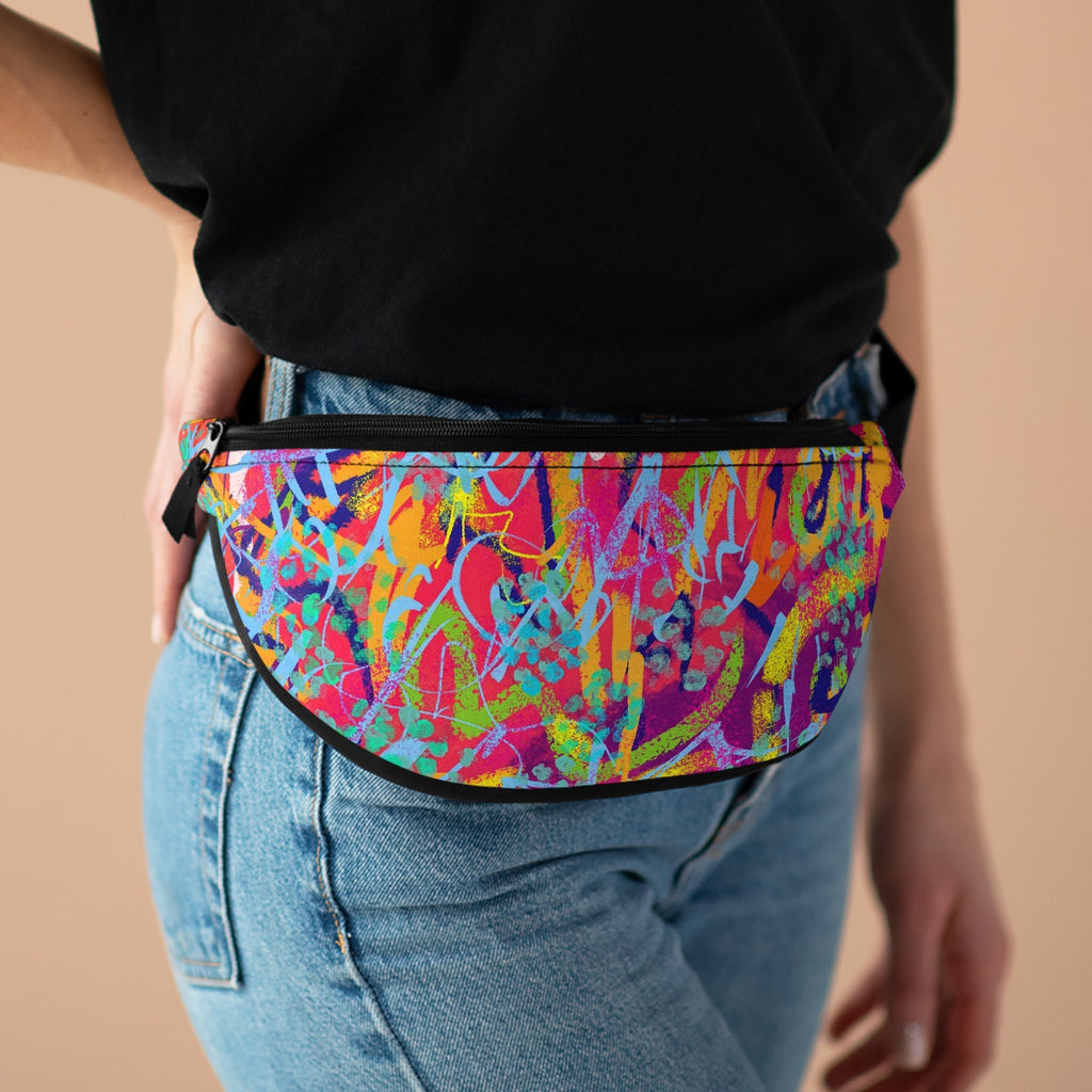 Abstract Chalk Art Fanny Pack: Vibrant Festival Waist Bag