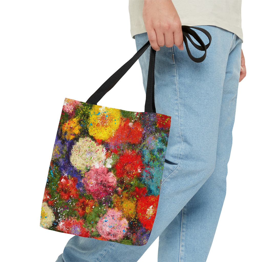 Floral Festival Tote Bag: Rainbow Abstract Psychedelic Rave Accessory