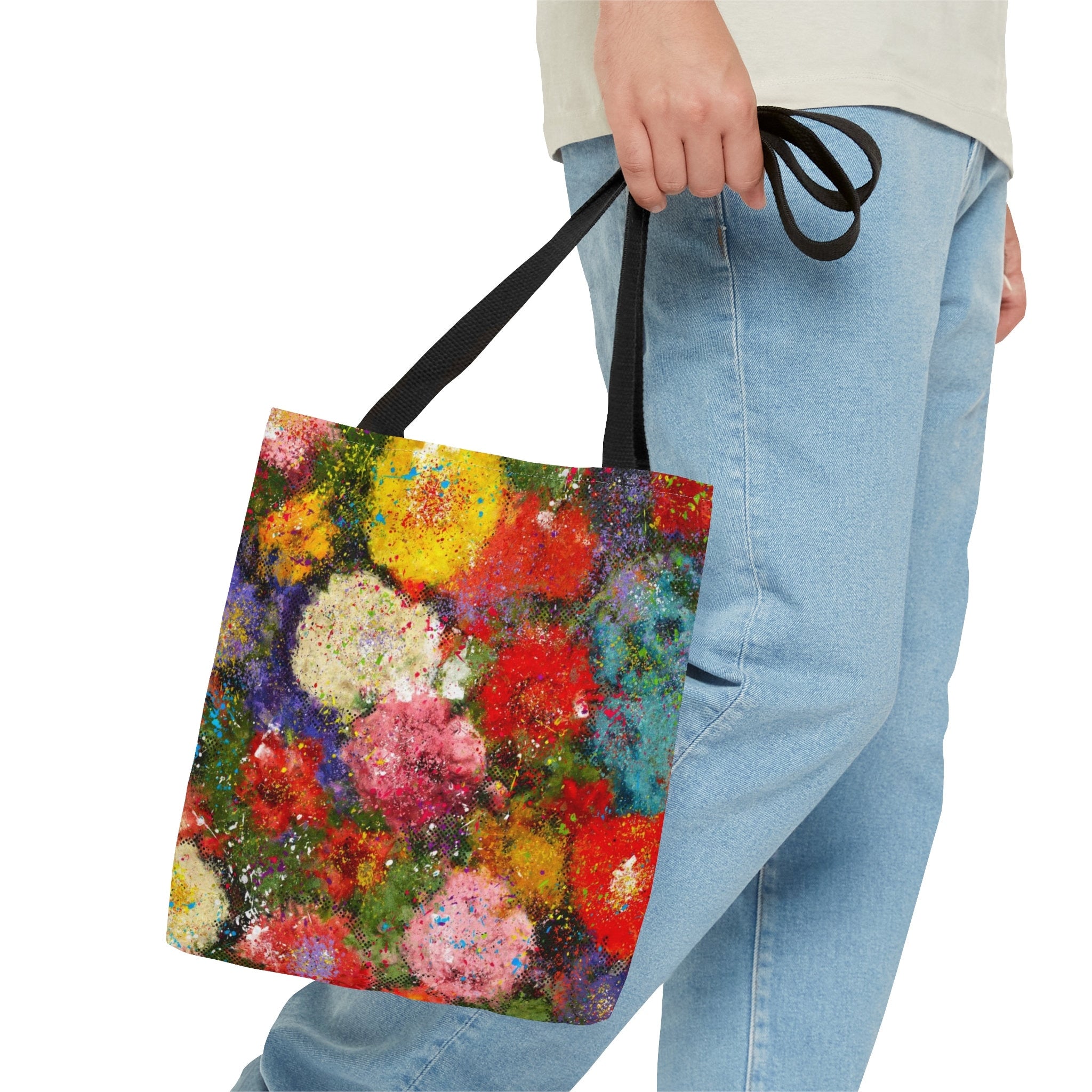 Floral Festival Tote Bag: Rainbow Abstract Psychedelic Rave Accessory