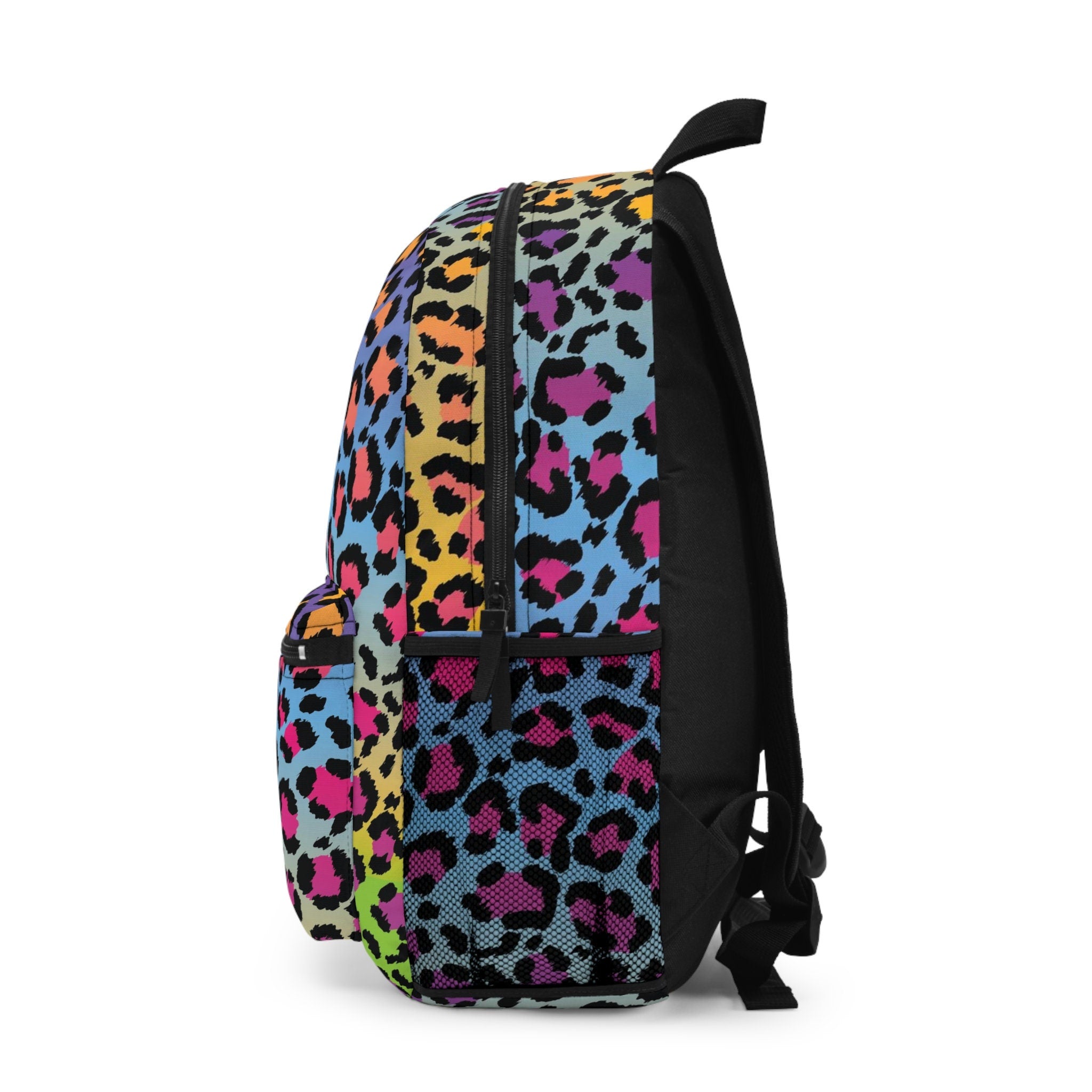 Rainbow Cheetah Print Festival Backpack: Rave EDM Travel Bag