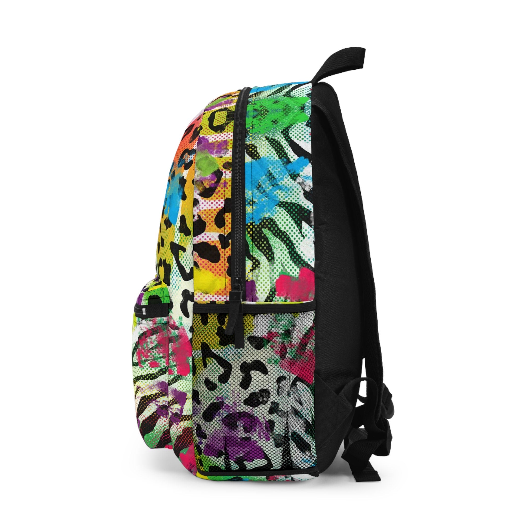 Rainbow Cheetah Print Festival Backpack: Rave EDM Travel Bag