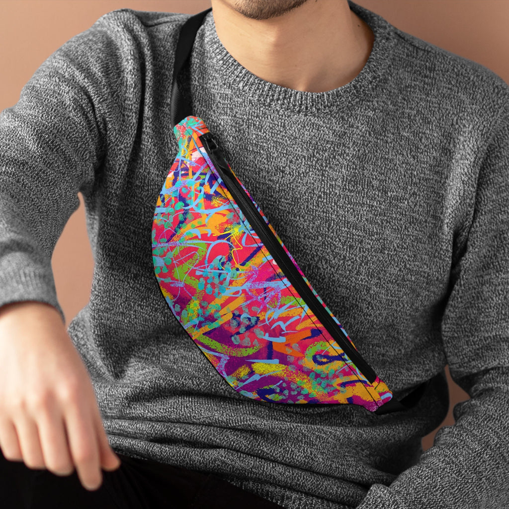 Abstract Chalk Art Fanny Pack: Vibrant Festival Waist Bag