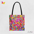 Abstract Grunge Tote Bag: Vibrant Geometric Rave Accessory