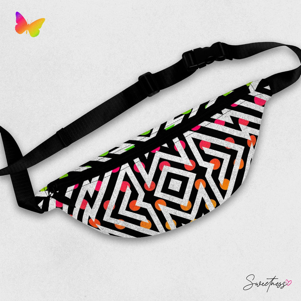 Sweetness Festival Fanny Pack: Geometric Polka Dot Gradient Vibrant Accessory with Lay-Flat Design