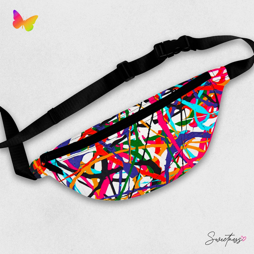 Abstract Paint Splatter Fanny Pack: Colorful Festival Crossbody Bag