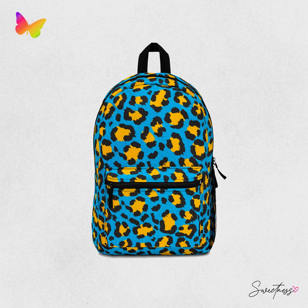 Cheetah Print Festival Backpack: Teal Blue, Rave Accessory